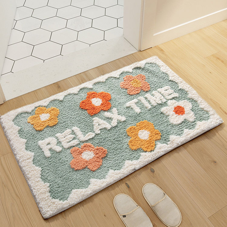 Simple Floral Bathroom Rug